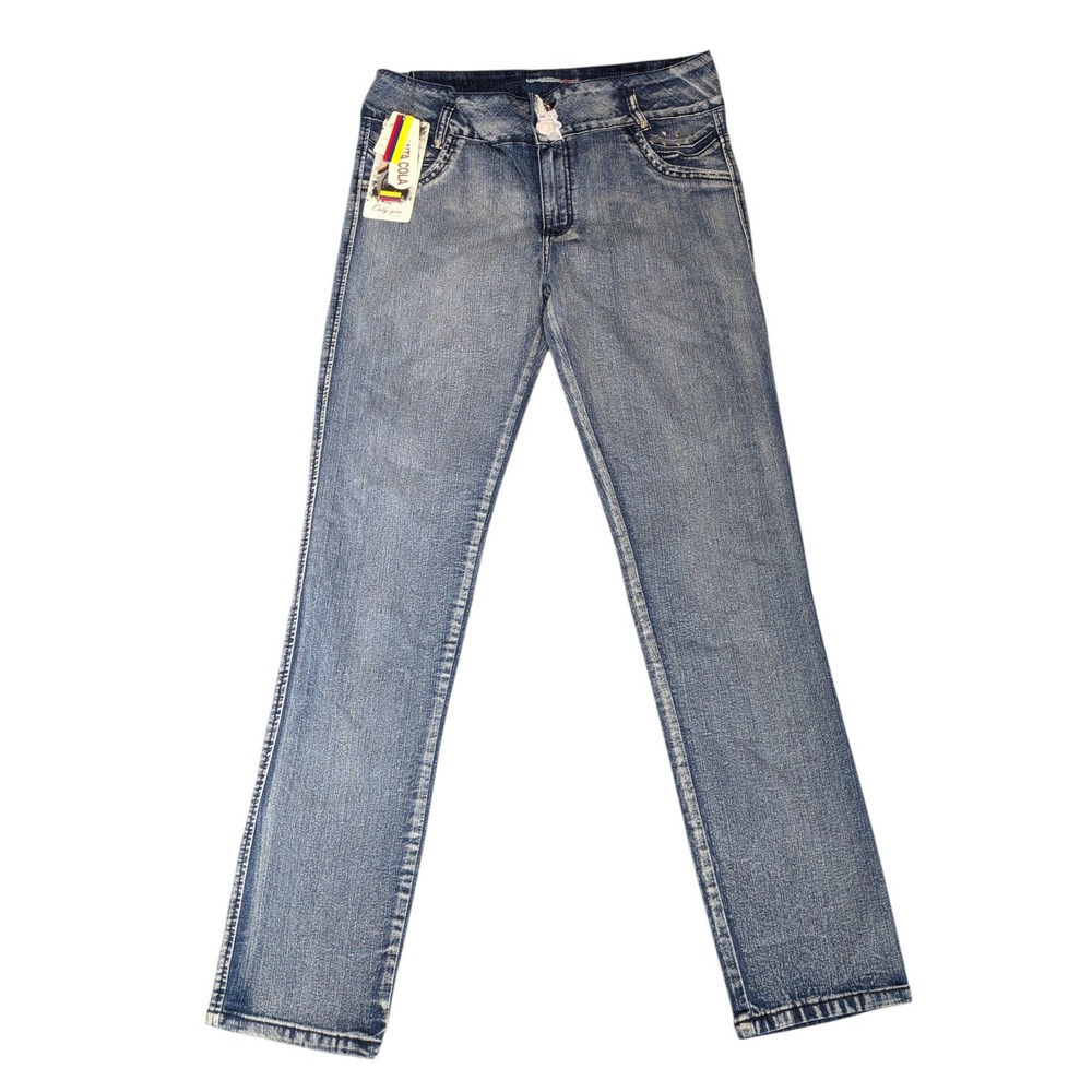 Super Riva Only You Levanta Cola Embellished Straight Leg Jeans Blue Womens 20